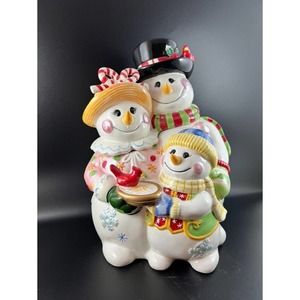 Fitz & Floyd Classics Frosty Friends 12" Cookie Jar Seasonal Collectible